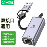 毕亚兹 USB/Type-C转RJ45网线转接头 双口百兆有线网卡转换器免驱动 苹果Mac华为电脑扩展坞外置网口