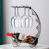 SingLe派创意红酒架摆件红酒杯高脚杯红酒杯架欧式葡萄酒架酒瓶架高脚杯架 龙舟-古铜色+旷世4支