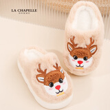 LA CHAPELLE HOMME亲子儿童保暖防滑软底男女棉拖鞋2132 杏色 34-35