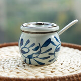 和风四季釉下彩厨房耐高温调料器皿日式陶瓷调味罐调味瓶盐罐子油辣子罐 迷你钩藤调味罐（150ml）配勺