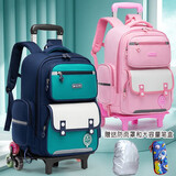 凯奇猫小学生拉杆书包一二三到六年级儿童减负超轻男女童新款双肩包护脊 英伦绿平脚6轮【防雨罩+文具盒