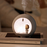 爱奢尔新年生日礼物女生女士香薰氛围灯小夜灯送员工年会礼品实用伴手礼 台灯高颜值卧室智能夜灯星球香薰机-加湿器【米白】