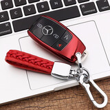 迪加伦 奔驰钥匙套 新奔驰300L C260L S级GLB A级C级E级G级车钥匙扣包壳 电镀红(壳+红色时尚绳) 新奔驰E级专用钥匙套