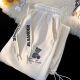 柏铭臣运动卫休闲裤子男秋季宽松潮流直筒阔腿裤男高街束脚长裤子男装 杏色 L【建议100-120斤】