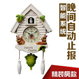 heshuo创意欧式客厅挂钟布谷鸟挂钟报时咕咕钟表卧室挂表壁钟石英钟 小号：2259 彩裂鼠