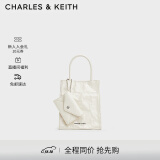 CHARLES&KEITH纯色褶皱磁吸手提斜挎托特包包女包生日礼物CK2-30782347 Cream奶白色 S