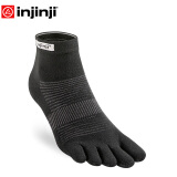 injinji五指袜中筒薄款专业防水泡跑步袜coolmax运动速干脚趾袜子 黑 M(40.5-44)