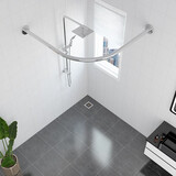 钰幻 免打孔浴帘套装可伸缩弧形杆浴室隔断门帘子防水布卫生间淋浴 免打孔C款304单独杆（不含浴帘）