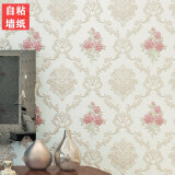 爱柏墙纸自粘欧式田园花3D立体加厚家用温馨卧室客厅电视背景墙壁贴纸 218204米白色多件连续一卷