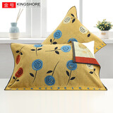 金号（KING SHORE）纯棉提缎绣花枕巾2条装  情侣枕巾一对装 全棉加厚款枕头巾 2096款黄色2条