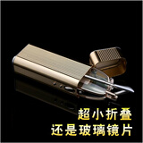 黛玉尊高清玻璃老花镜男女便携折叠伸缩弹簧腿打火机式迷你小巧老光眼镜 玻璃+250度