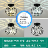 晶蕾 led轻奢水晶过道灯走廊灯简约现代灯创意北欧阳台入户玄关灯 黑色吸顶led白+暖+中性（暗装）