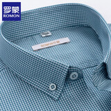 罗蒙 长袖衬衫男 春季新款商务休闲衬衫男士白领工作服格子衬衣男 16009-3长袖 39