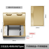 英普国际（I&P）地插隐藏式纯平嵌入式200型不锈钢地面强电插座大理石瓷砖地板插 全铜面-三小五孔+快充USB-Tyb