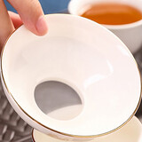 佳铖 羊脂玉茶滤全瓷茶漏斗陶瓷网纱布茶过滤器超细德化白瓷功夫茶具配件 羊脂玉描金茶滤（网纱）