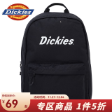 dickies双肩包 字母印花纯色拉链小袋休闲大包背包 DK009688 黑色