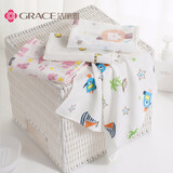 洁丽雅（Grace） A类婴儿纱布毛巾纯棉超软新生手绢洗脸巾儿童小方巾宝宝幼儿口水 双层纱布随机1条