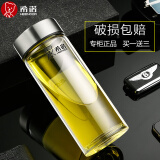 希诺玻璃杯大容量单层加厚水杯商务办公带滤网泡茶杯车载便携透明杯子 XN-6017-530ml【带杯刷杯套】