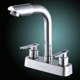 柏温双把洗脸盆菜盆水龙头冷热双孔面盆台盆洗脸盆水龙头卫生间全铜体 可旋转龙头（不带管）