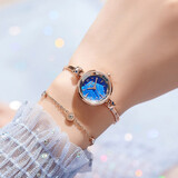 聚利时（Julius）时尚迷你小巧表盘精致镶水钻手链女表轻奢气质OL女士防水石英腕表 D蓝面