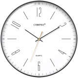 康巴丝（Compas）挂钟客厅 简约客厅石英钟表挂墙卧室时钟挂表 C3219C 黑色