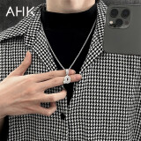 AHK26字母钛钢项链男女士百搭潮流情侣吊坠圣诞节生日礼物送男女朋友 潮流满钻项链 【Q】+品牌礼盒