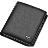 七匹狼 钱包礼盒装头层牛皮男士商务休闲短款真皮钱夹多功能票夹礼物 黑色竖款