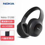 诺基亚 (NOKIA) E1200 无线蓝牙耳机头戴式重低音音乐运动游戏降噪耳麦苹果安卓手机通用超长续航低调黑