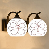 熠豪（YIHAO）美式双头铁艺壁灯过道走廊灯北欧客厅床头灯卧室简约现代LED灯具 800黑色双头配12瓦三色灯泡