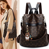 奈佰琪 实用生日礼物女士双肩包包女包大容量软皮背包休闲旅行 送老婆 8107黑色 礼盒装+玫瑰花