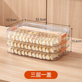 龙士达饺子盒冰箱收纳盒 长方形冷冻水饺盒 速冻食物馄钝带盖 提手 【可装180个左右】 三层一盖