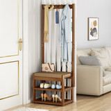 丝竹阁换鞋凳多功能门口现代实木收纳架鞋架落地简易鞋柜置物架挂衣帽架 靴凳衣帽架53款