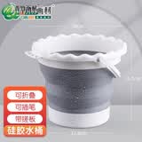 青竹画材（CHINJOO） 洗笔筒可折叠水桶美术生专用硅胶伸缩颜料水粉水彩油画丙烯国画绘画工具洗车 圆形波浪灰色【可插笔洗笔】