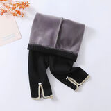 惠奴比2025儿童洋气修身打底裤春秋新款女童时尚运动裤宝宝舒适高弹 2129-开叉打底裤-加绒加厚黑色 130 CM