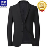 罗蒙西服男商务休闲男士单西外套春秋款职业正装新郎伴郎礼服西装上衣 黑色 180/XL