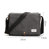新潮代单肩包男帆布大容量斜挎包复古学院风学生党休闲运动邮差包 蓝黑色大号【可放A4纸张/14英寸电脑】