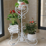 悠雪 铁艺多层客厅花架阳台室内落地式欧式绿萝吊兰花盆架子 白色三层
