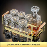 格娜斯（CRISTALGLASS）威士忌酒杯酒樽组合套装洋酒杯水晶玻璃高端高档酒具酒壶欧式家用 罗马款290ml6只+雕花酒樽+提手架