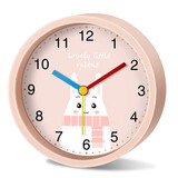 鹏创兔子小闹钟起床神器女孩专用学生用可爱卧室卡通钟表儿童新款2023  NZ277圆形粉色-彩色针 13厘米