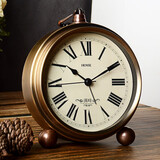 汉时（Hense）创意闹钟学生儿童床头钟桌面时钟闹表懒人起床神器石英钟表HA75 沙铜罗马