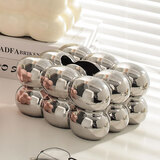 圣铜一师一傅ins现代奶油风纸巾盒摆件客厅陶瓷抽纸盒创意家用茶几桌面装饰品 轻奢银棉花糖纸巾盒