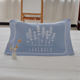 柳庭 家纺 枕巾纯棉纱布大号 枕头巾成人一对装四季通用 2只装 蓝树 50*80cm