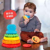 KIDS2美国babyeinstein宝宝转转乐喂饭安抚婴儿摇铃手抓球玩具牙胶礼物 多质地叠叠乐牙胶