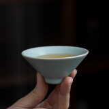 宁不凡 茶杯杯子陶瓷汝窑开片汝瓷功夫茶杯品茗杯喝茶杯 天青色 斗笠杯（50ml)