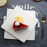 佳亿厨连 白色陶瓷长方平盘牛排西餐盘餐具家用寿司盘日式甜品蛋糕平板盘 6英寸正方形15.2*15.2