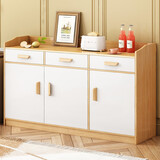 柯诺苏实木色餐边柜厨房柜茶水柜碗柜家用备餐橱碗柜酒柜客厅靠墙储物柜 实木【三门三抽】田园橡木120cm