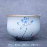 容山堂官窑彩绘茶杯大小号可养开片主人杯单个杯盏品茗杯功夫茶具 官窑茶杯-鱼戏莲心