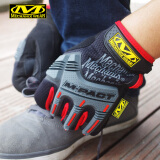 MECHANIX WEAR技师M-pact高耐磨抗震防滑战术防护手套户外骑行工作手套MPT 黑红色(可触屏) M号 (适合掌围21-23cm)