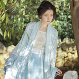 重回汉唐青女改良吊带直领对襟长衫一片式褶裙宋制汉服女装春 浅黄色改良吊带（含挂坠）/现货 S