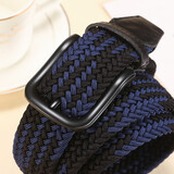曼邦（MANBANG）编织腰带男帆布皮带真皮弹力松紧高尔夫休闲牛仔裤布裤带送礼 MBP0217黑扣09蓝间黑 100cm （适合腰围2尺2-2尺4）